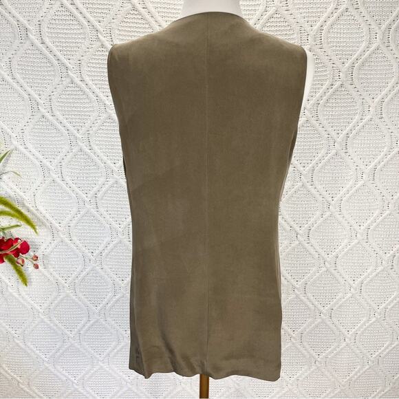 NWT VTG RAFAELLA | Olive Sleeveless Button Up 100% Silk 90s Vest - Picture 3 of 10